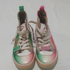 Wicked  High-Top Sneakers - Pink and Green Size 6 Good Condition .